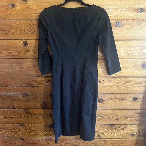 Banana Republic Black Square Neck 3/4 Sleeve Business Casual Sheath Dress Size 0 - Picture 5 of 8